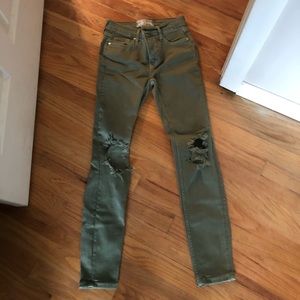 Free people distressed green jeans